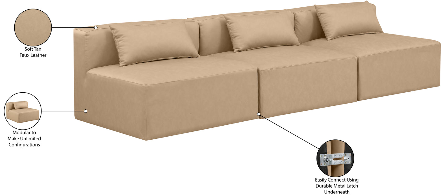 crescent tan faux leather modular sofa s108a