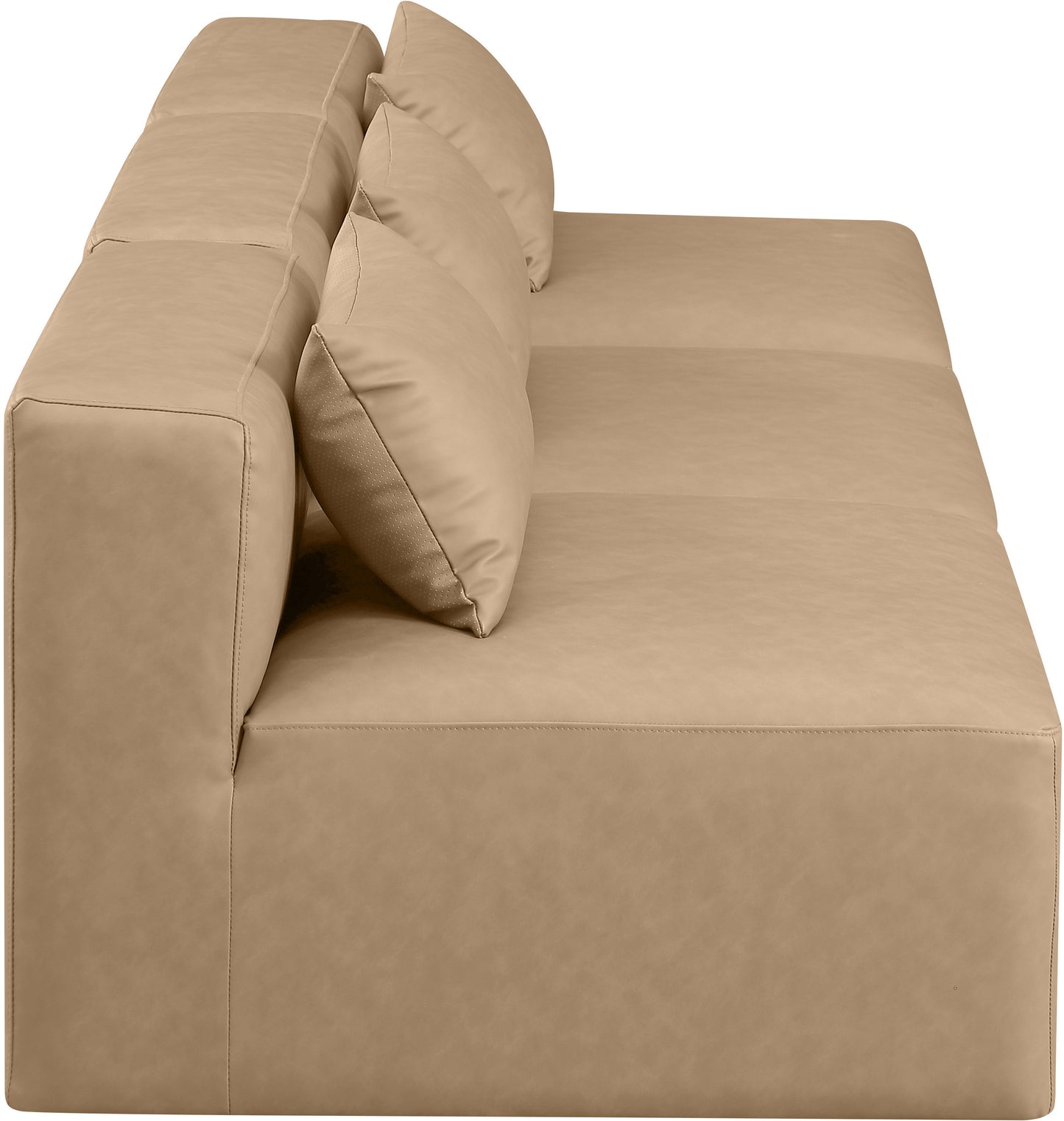 crescent tan faux leather modular sofa s108a