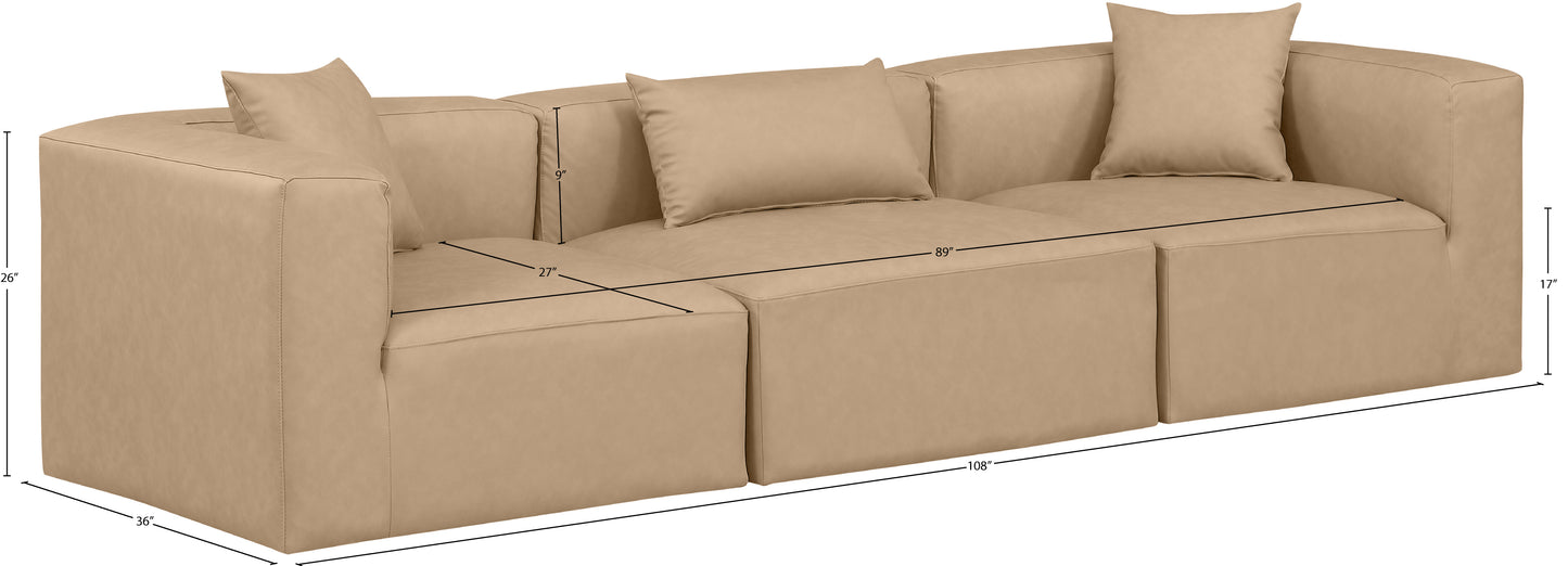 crescent tan faux leather modular sofa s108b