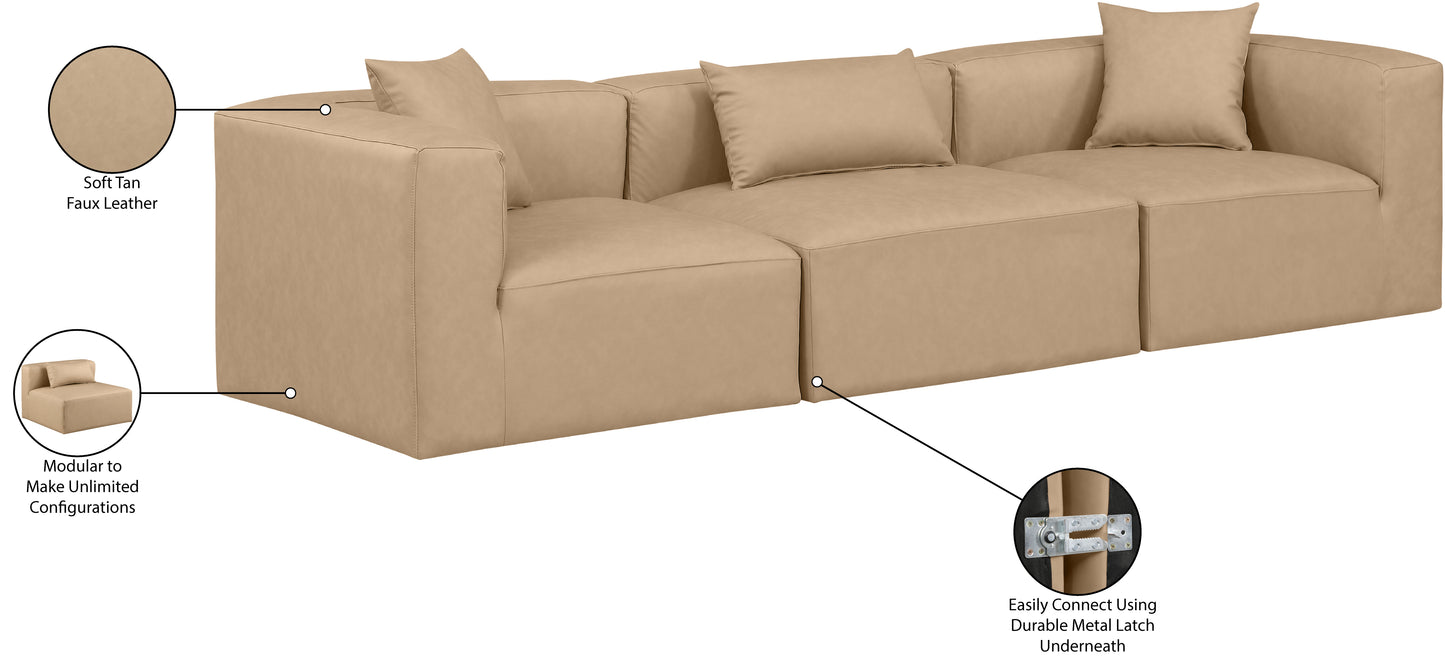 crescent tan faux leather modular sofa s108b