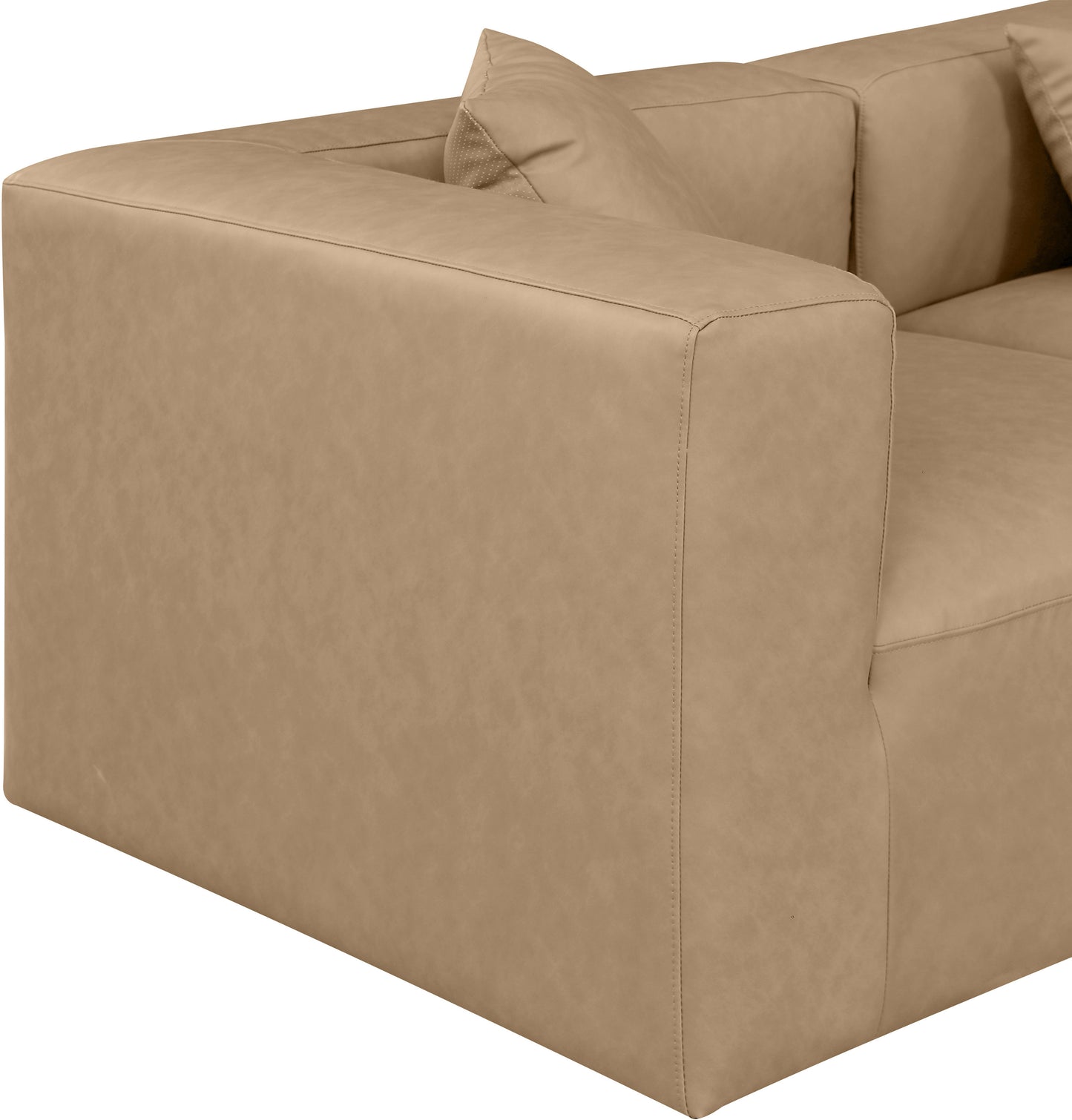 crescent tan faux leather modular sofa s108b