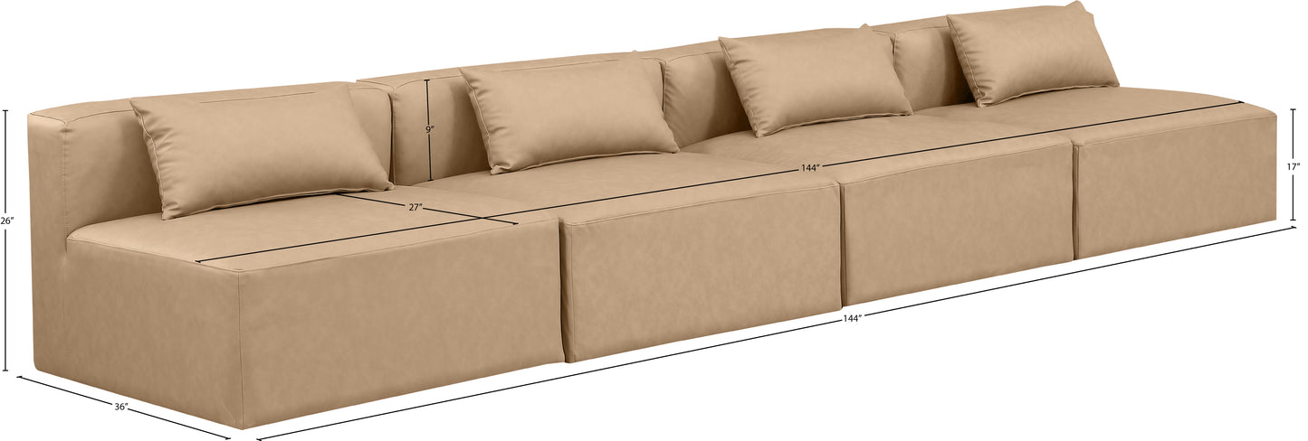 crescent tan faux leather modular sofa s144a