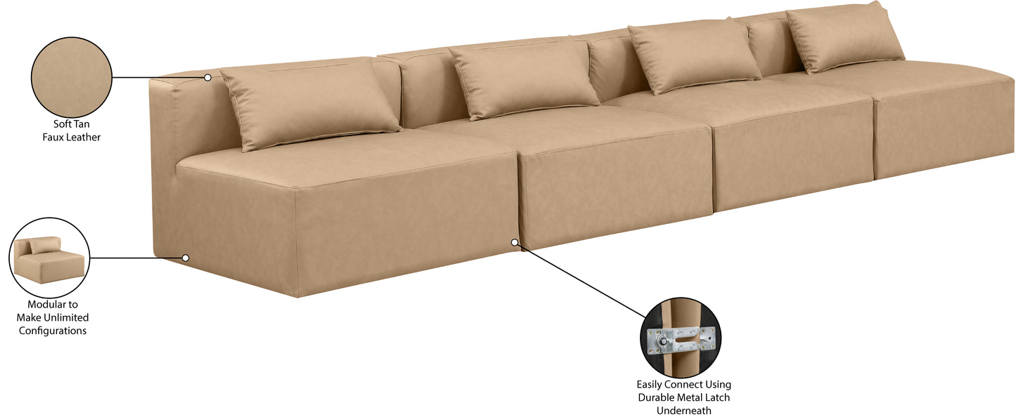 crescent tan faux leather modular sofa s144a