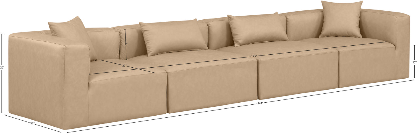 crescent tan faux leather modular sofa s144b