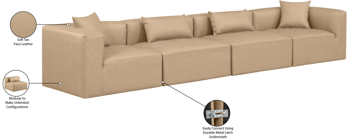 crescent tan faux leather modular sofa s144b