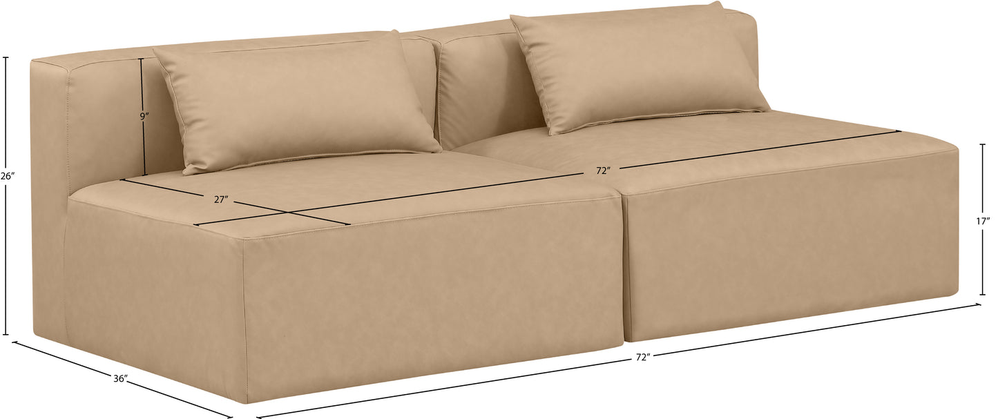 crescent tan faux leather modular sofa s72a