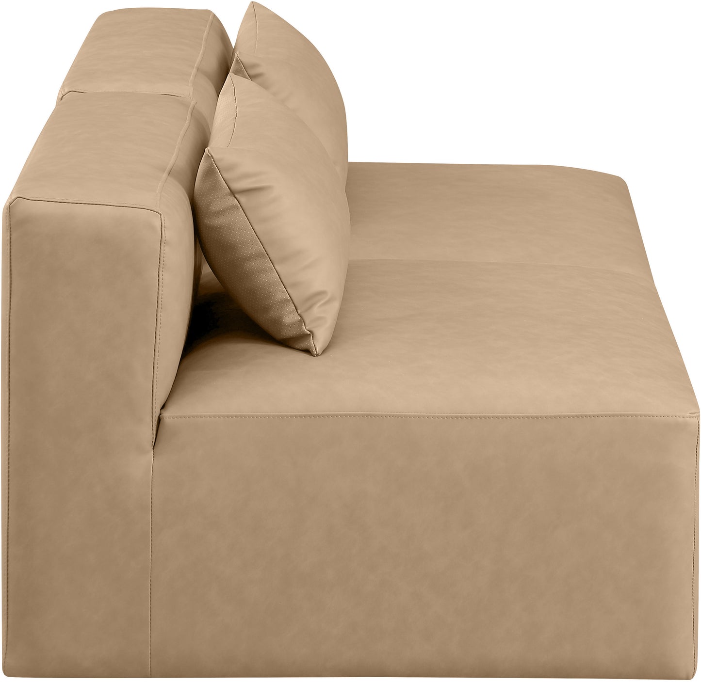 crescent tan faux leather modular sofa s72a