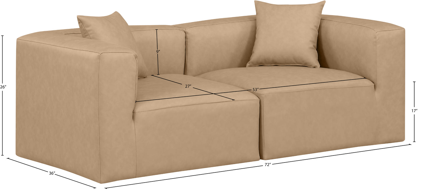 crescent tan faux leather modular sofa s72b