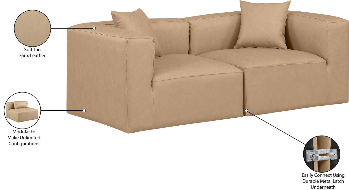 crescent tan faux leather modular sofa s72b