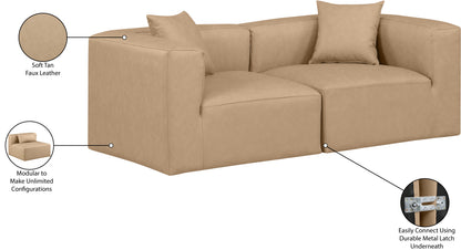 Crescent Tan Faux Leather Modular Sofa S72B