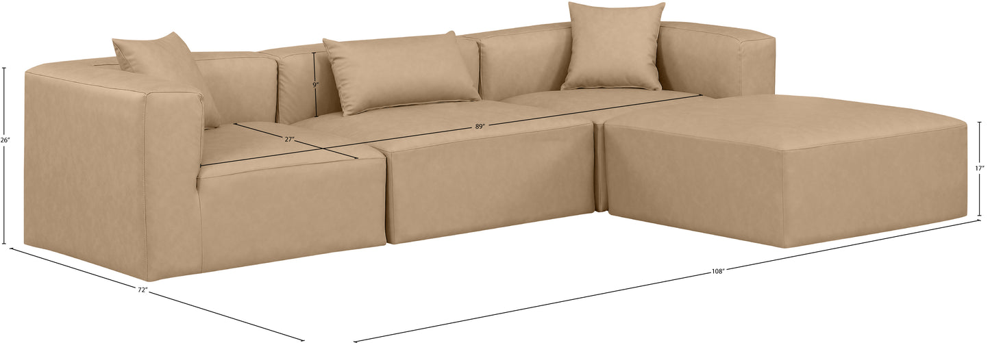 crescent tan faux leather modular sectional sec4a