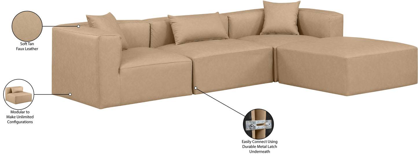 crescent tan faux leather modular sectional sec4a