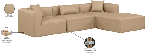 Crescent Tan Faux Leather Modular Sectional Sec4A