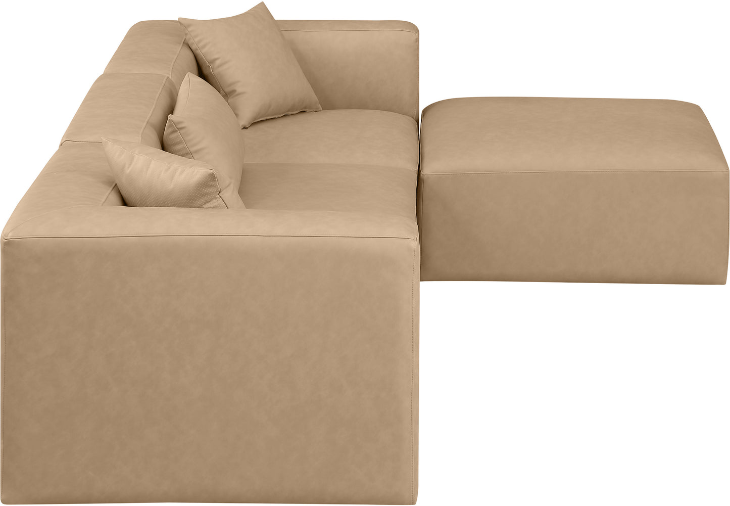 crescent tan faux leather modular sectional sec4a