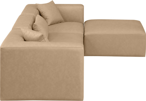 Crescent Tan Faux Leather Modular Sectional Sec4A