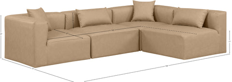 Crescent Tan Faux Leather Modular Sectional Sec4B
