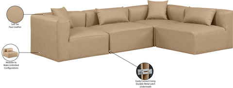 Crescent Tan Faux Leather Modular Sectional Sec4B