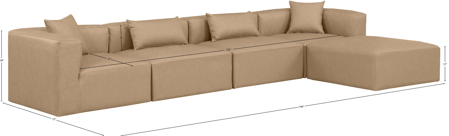 crescent tan faux leather modular sectional sec5a