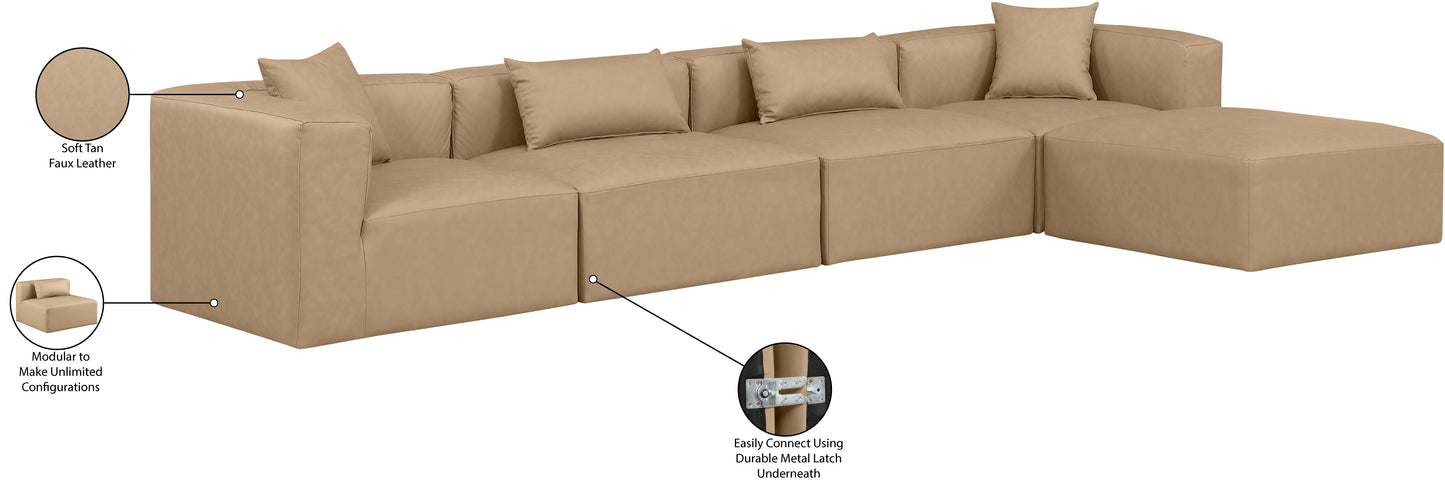 crescent tan faux leather modular sectional sec5a