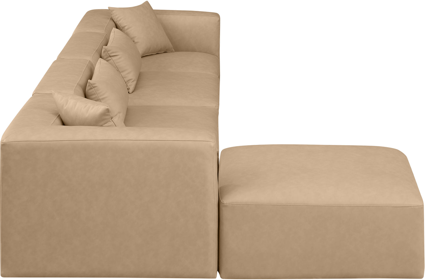 crescent tan faux leather modular sectional sec5a