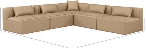 Crescent Tan Faux Leather Modular Sectional Sec5B