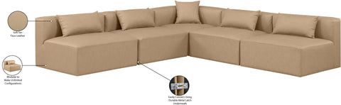 Crescent Tan Faux Leather Modular Sectional Sec5B