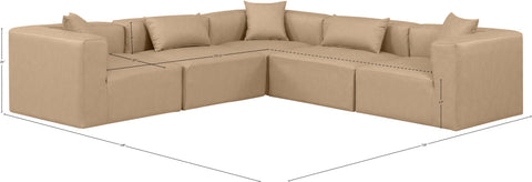 Crescent Tan Faux Leather Modular Sectional Sec5C
