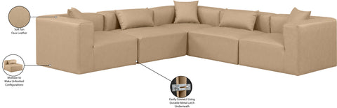 Crescent Tan Faux Leather Modular Sectional Sec5C