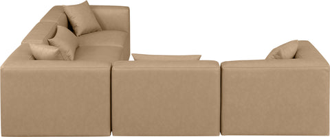 Crescent Tan Faux Leather Modular Sectional Sec5C