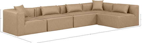 Crescent Tan Faux Leather Modular Sectional Sec5D