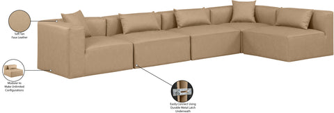 Crescent Tan Faux Leather Modular Sectional Sec5D