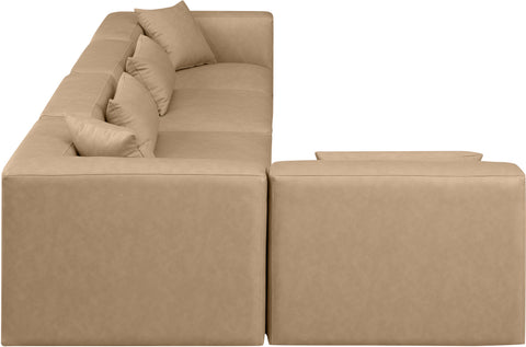 Crescent Tan Faux Leather Modular Sectional Sec5D