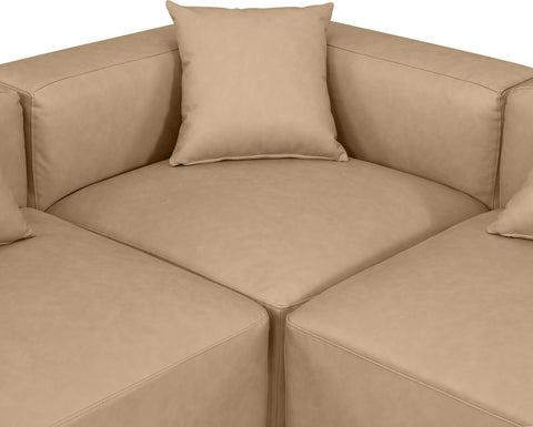 Crescent Tan Faux Leather Modular Sectional Sec5D
