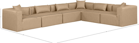 Crescent Tan Faux Leather Modular Sectional Sec6A