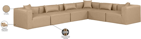 Crescent Tan Faux Leather Modular Sectional Sec6A