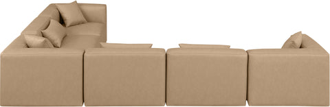 Crescent Tan Faux Leather Modular Sectional Sec6A