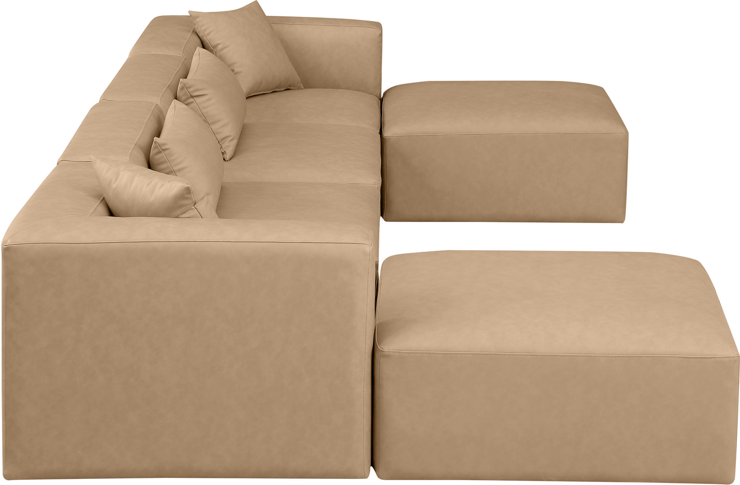 crescent tan faux leather modular sectional sec6b