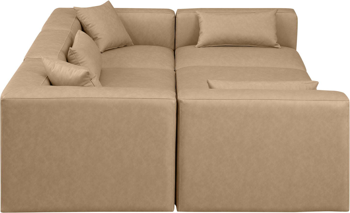 crescent tan faux leather modular sectional sec6c