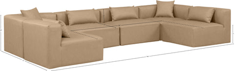Crescent Tan Faux Leather Modular Sectional Sec6D