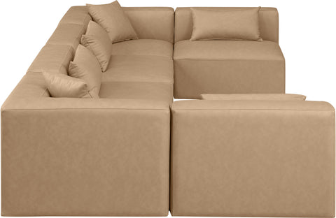 Crescent Tan Faux Leather Modular Sectional Sec6D