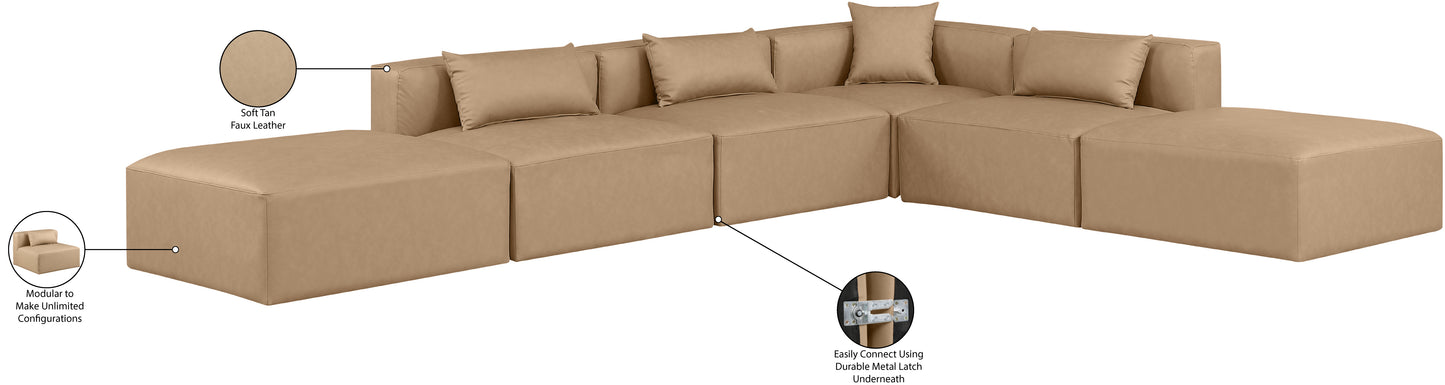 crescent tan faux leather modular sectional sec6e