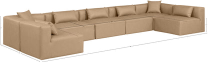 Crescent Tan Faux Leather Modular Sectional Sec7B