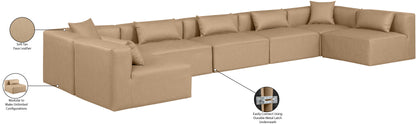 Crescent Tan Faux Leather Modular Sectional Sec7B