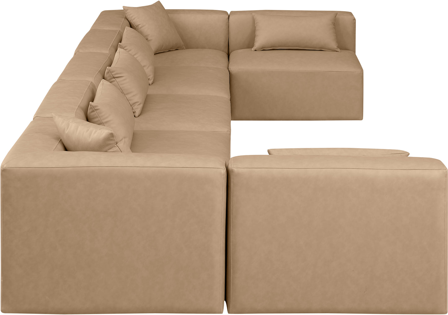 crescent tan faux leather modular sectional sec7b