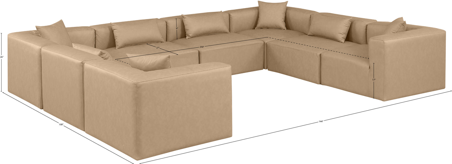 crescent tan faux leather modular sectional sec8a