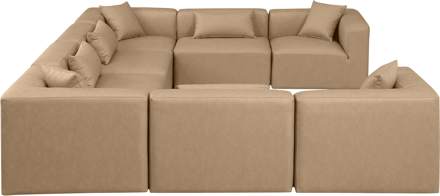 crescent tan faux leather modular sectional sec8a