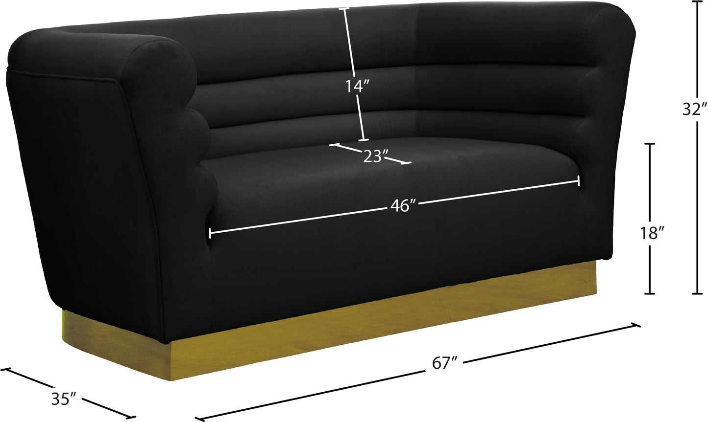 rotunda black velvet loveseat l