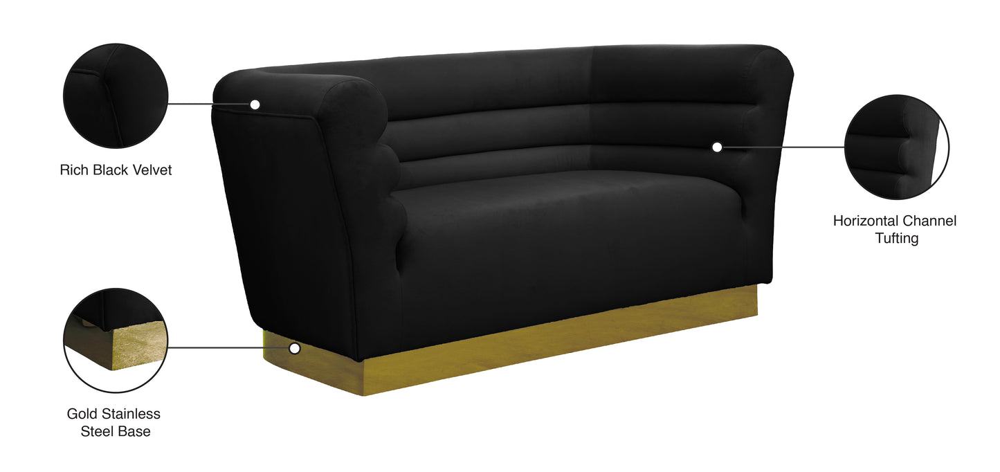 rotunda black velvet loveseat l