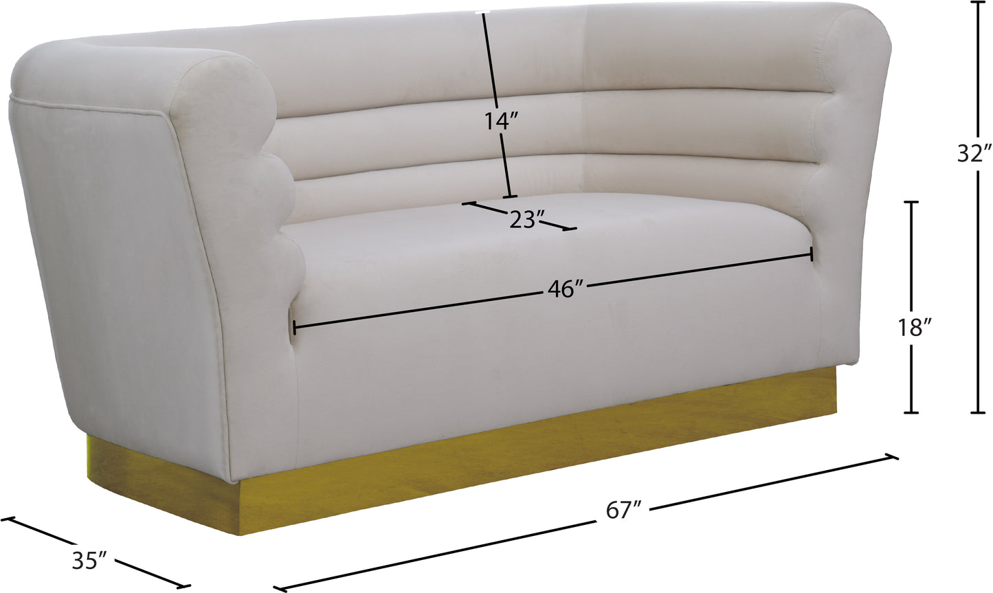 rotunda cream velvet loveseat l