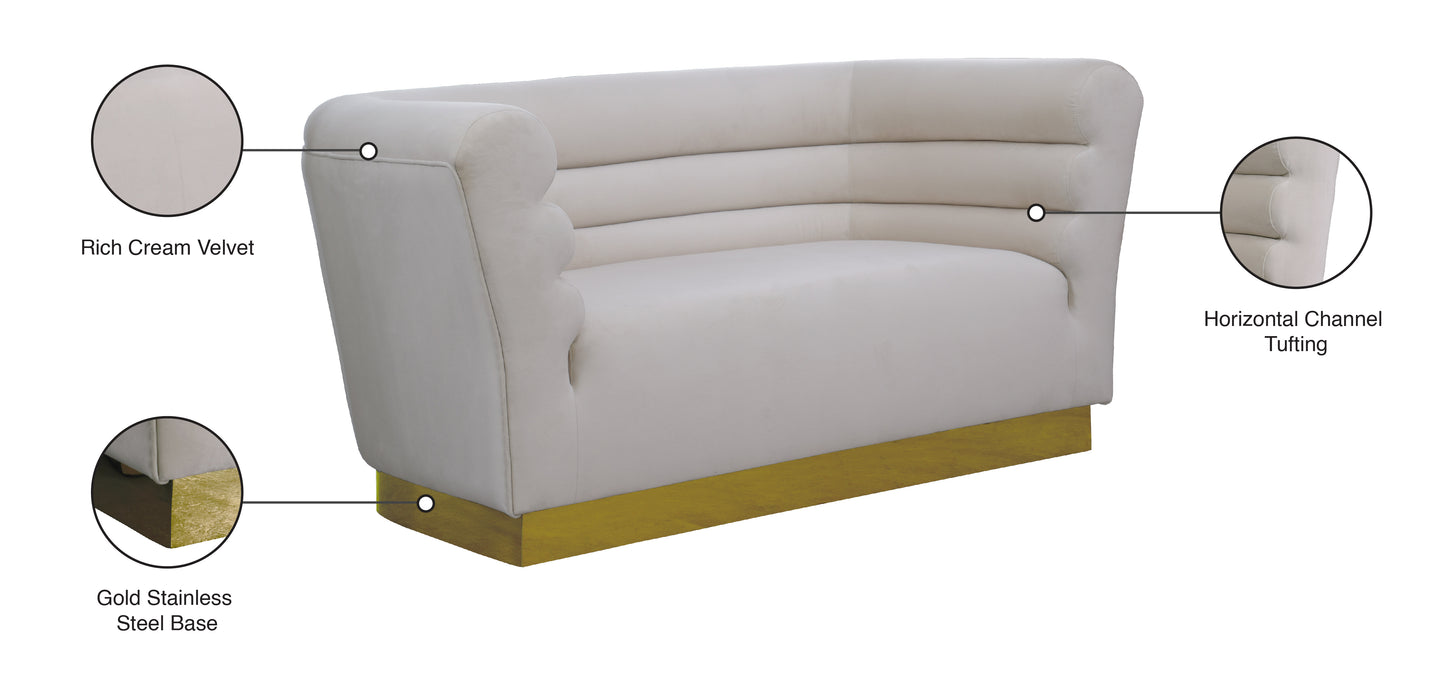 rotunda cream velvet loveseat l